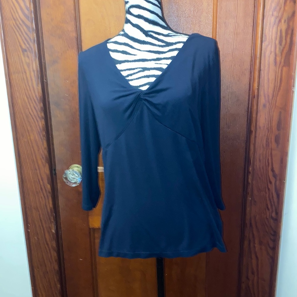 Chaps Ralph Lauren Navy blue 3/4 sleeve V-neck top size extra-large